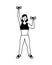 Young woman athlete lifting dumbbells character