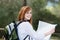 Young woman backpacking in nature