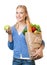 Young woman with a bag full of healthy eating