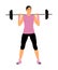 Young woman with barbell in gym . Weightlifter, bodybuilder training. Personal trainer workout. Fit lady exercise