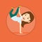 Young woman breakdancing vector illustration.