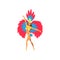 Young Woman in Bright Festival Costume Dancing Samba, Brazilian Carnival Dancer, Rio de Janeiro Festival Vector