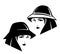 Young woman in bucket hat with short hair black vector portrait