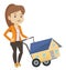 Young woman buying house vector illustration.