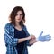 Young woman in casual clothes over white isolated background