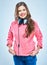 Young woman casual style dressed portrait with headphones