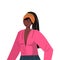 Young woman in casual trendy clothes african american female cartoon character portrait