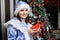 Young woman with Christmas costume Snow Maiden