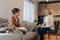 A young woman in a consultation with a professional psychologist listens to advice on improving behavior in life. The modern