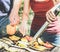 Young woman cooking vegetables at barbecue dinner outdoor - Couple grilling peppers and aubergines for vegan bbq - Vegetarian and