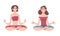 Young Woman Cross-legged Sitting in Padmasana or Lotus Position Practicing Mediation Vector Set