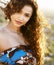 Young woman with curly hair