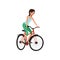 Young woman cycling her bike, active lifestyle concept vector Illustrations on a white background