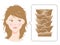 young woman with damaged hair cuticles illustration. hair care and beauty concept