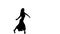 Young woman dancer in long dress dancing jazz-pop