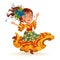 Young woman dancing salsa on festivals celebrated in Brazil Festa Junina, girl wear flower in head traditional fiesta