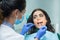 Young woman at the dentist.