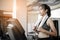 Young woman doing exercise workout treadmill at gym