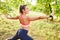 Young woman doing healthy fitness gymnastics