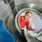 young woman doing laundry