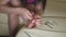 Young woman doing pedicure at home. Girl cutting toenails, close up.