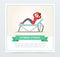 Young woman doing press exercise on a bench, fitness studio banner flat vector element for website or mobile