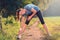 Young woman doing stretching exercises