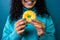 Young  woman with doughnut