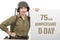 Young woman dressed in us  wwii military uniform with helmet sho