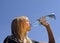 Young woman drinks water