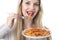 Young Woman Eating Penne Pasta