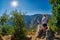 Young Woman at the edge of Mountain Gorge