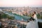 Young woman enjoying beautiful view on Verona city