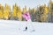 Young woman enjoying cross country skiing