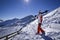 Young woman enjoying skiing