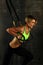 Young woman exercising with trx fitness straps