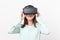 Young Woman experience with VR device