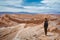 Young Woman Exploring the Moon Valley in the Atacama Desert, Chile, South America