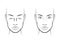 Young woman. Face chart Makeup Artist Blank. Template.