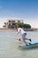 Young woman falls off the board for windsurfing in Egypt, Hurghada