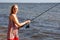 Young woman fishing