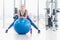 Young woman girl exercise workout in the gym using ball