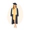 A young woman, a graduate in an academic gown and an academic cap. Silhouette, student. Vector