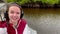 Young woman has fun with an Airboat Ride in the Everglades Florida