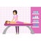Young woman having a massage in a wellness studio. Colorful cartoon character vector