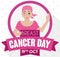 Young Woman with Headscarf and Reminder of Breast Cancer Day, Vector Illustration