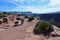 Young woman with her dog at Toroweap in the Grand Canyon.