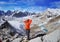 Young woman hiker hiking in Mount Everest National Park