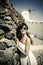 Young woman on holidays, Santorini