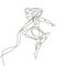 Young woman jump continuous one line drawing. Minimalist female girl flowing with line art